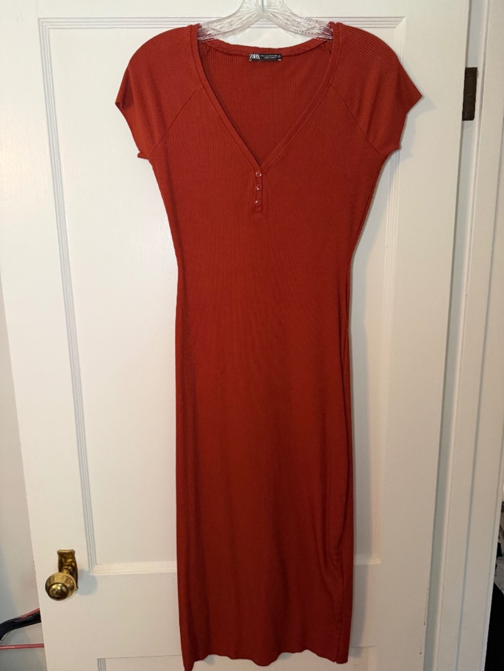 Zara rust color bodycon midi dress